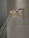 DELTA Universal Showering Components H2OKINETIC 5-Setting Angular Modern Raincan Shower Head — Lumicoat® Champagne Bronze