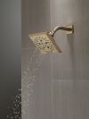 DELTA Universal Showering Components H2OKINETIC 5-Setting Angular Modern Raincan Shower Head — Lumicoat® Champagne Bronze