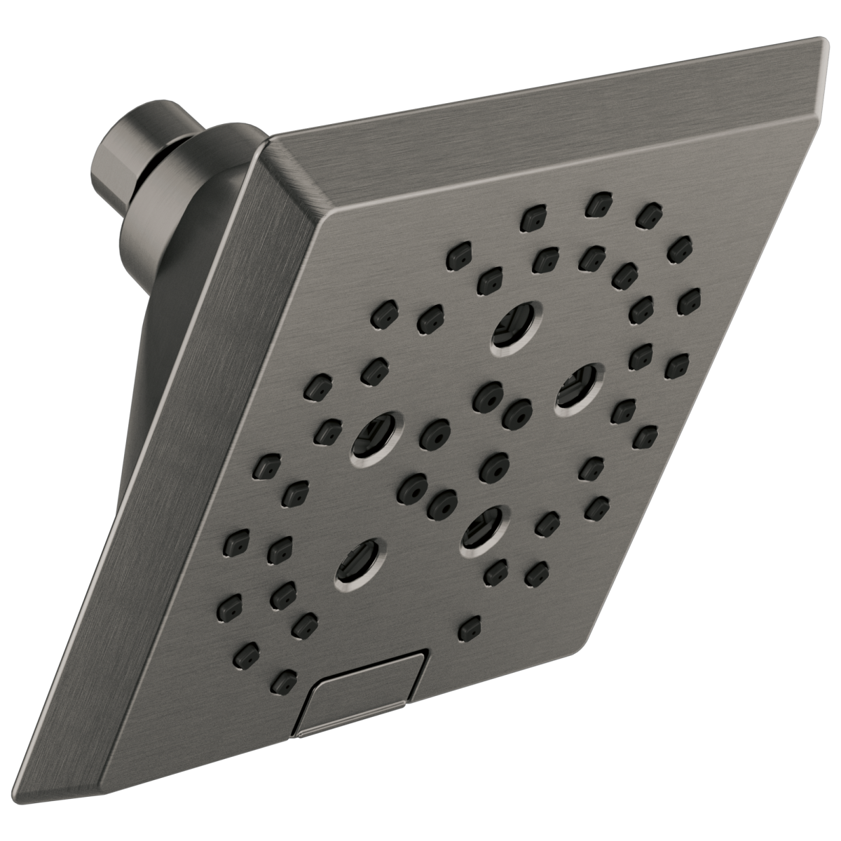 DELTA Universal Showering Components H2OKINETIC 5-Setting Angular Modern Raincan Shower Head — Lumicoat® Black Stainless