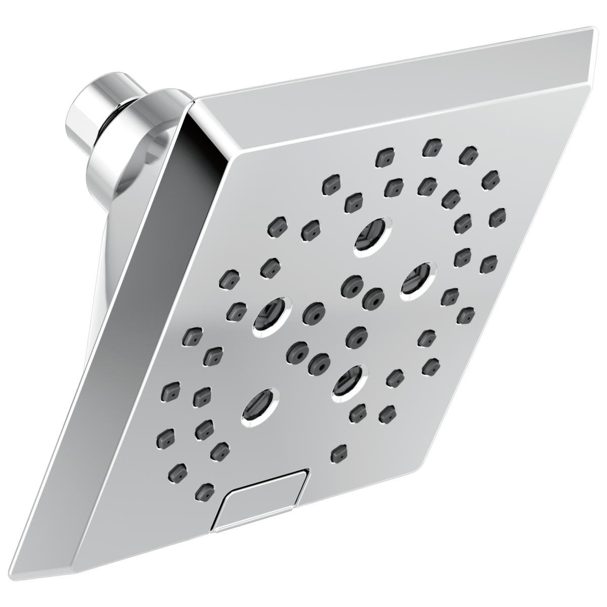 DELTA Universal Showering Components H2OKINETIC 5-Setting Angular Modern Raincan Shower Head — Lumicoat® Chrome