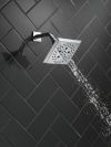 DELTA Universal Showering Components H2OKINETIC 5-Setting Angular Modern Raincan Shower Head — Lumicoat® Chrome