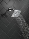 DELTA Universal Showering Components H2OKINETIC 5-Setting Angular Modern Raincan Shower Head — Lumicoat® Chrome