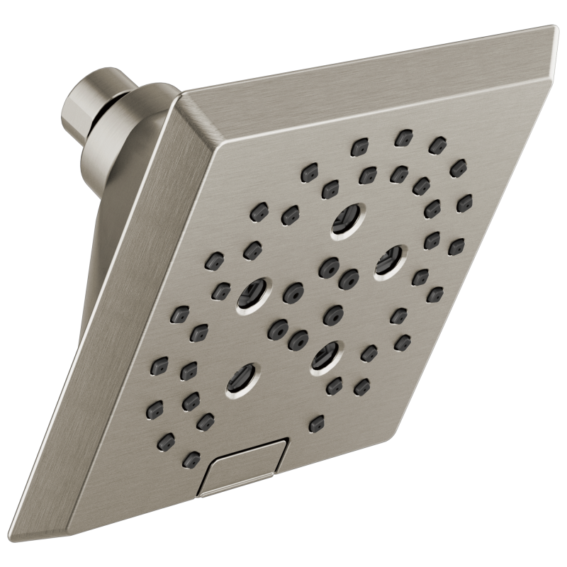 DELTA Universal Showering Components H2OKINETIC 5-Setting Angular Modern Raincan Shower Head — Stainless