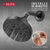 DELTA Universal Showering Components H2OKINETIC 5-Setting Contemporary Raincan Shower Head — Matte Black