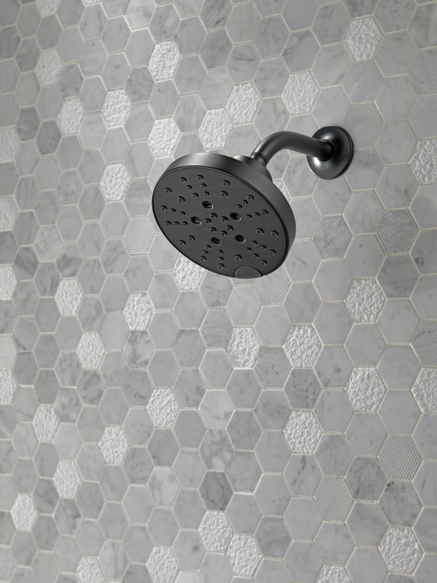 DELTA Universal Showering Components H2OKINETIC 5-Setting Contemporary Raincan Shower Head — Matte Black