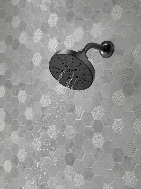 DELTA Universal Showering Components H2OKINETIC 5-Setting Contemporary Raincan Shower Head — Matte Black