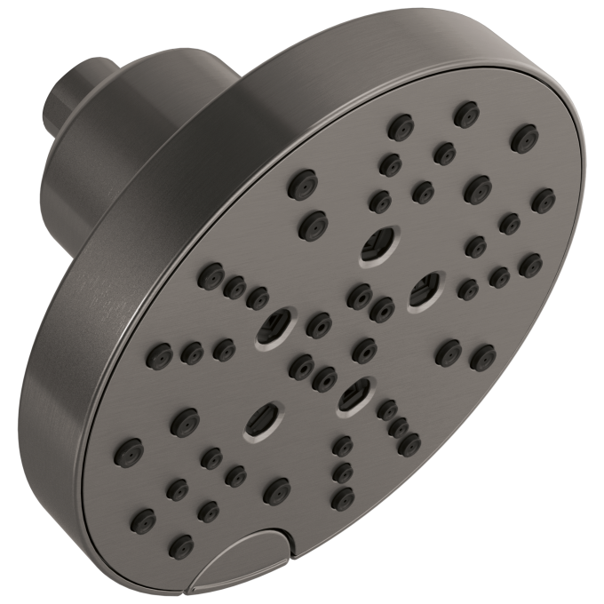 DELTA Universal Showering Components H2OKINETIC 5-Setting Contemporary Raincan Shower Head — Lumicoat® Black Stainless