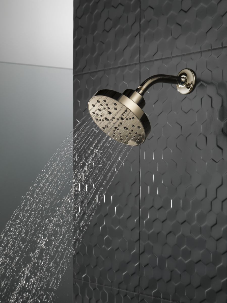 DELTA Universal Showering Components H2OKINETIC 5-Setting Contemporary Raincan Shower Head — Lumicoat® Polished Nickel