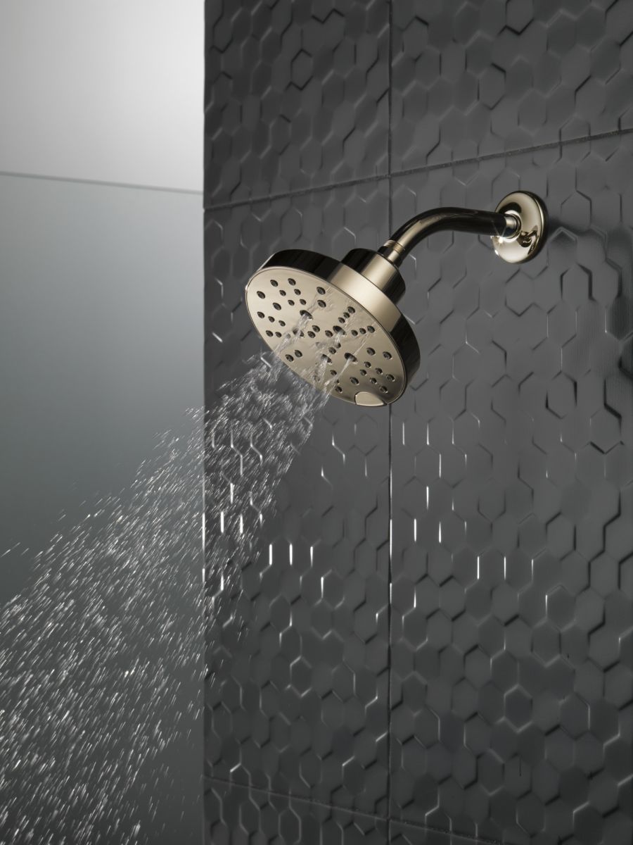 DELTA Universal Showering Components H2OKINETIC 5-Setting Contemporary Raincan Shower Head — Lumicoat® Polished Nickel