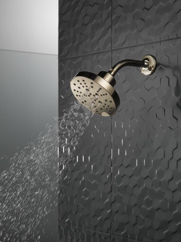 DELTA Universal Showering Components H2OKINETIC 5-Setting Contemporary Raincan Shower Head — Lumicoat® Polished Nickel