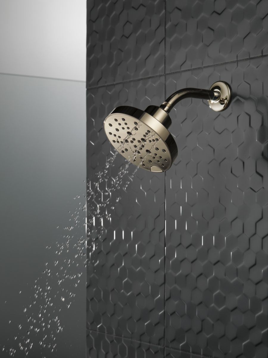 DELTA Universal Showering Components H2OKINETIC 5-Setting Contemporary Raincan Shower Head — Lumicoat® Polished Nickel
