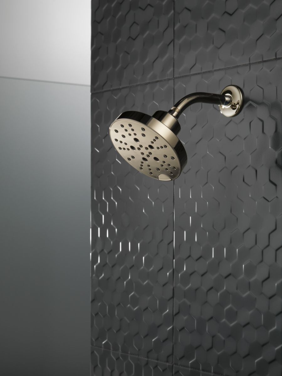 DELTA Universal Showering Components H2OKINETIC 5-Setting Contemporary Raincan Shower Head — Lumicoat® Polished Nickel