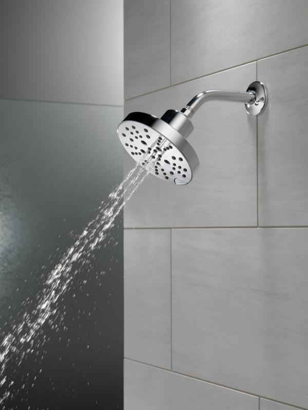 DELTA Universal Showering Components H2OKINETIC 5-Setting Contemporary Raincan Shower Head — Lumicoat® Chrome