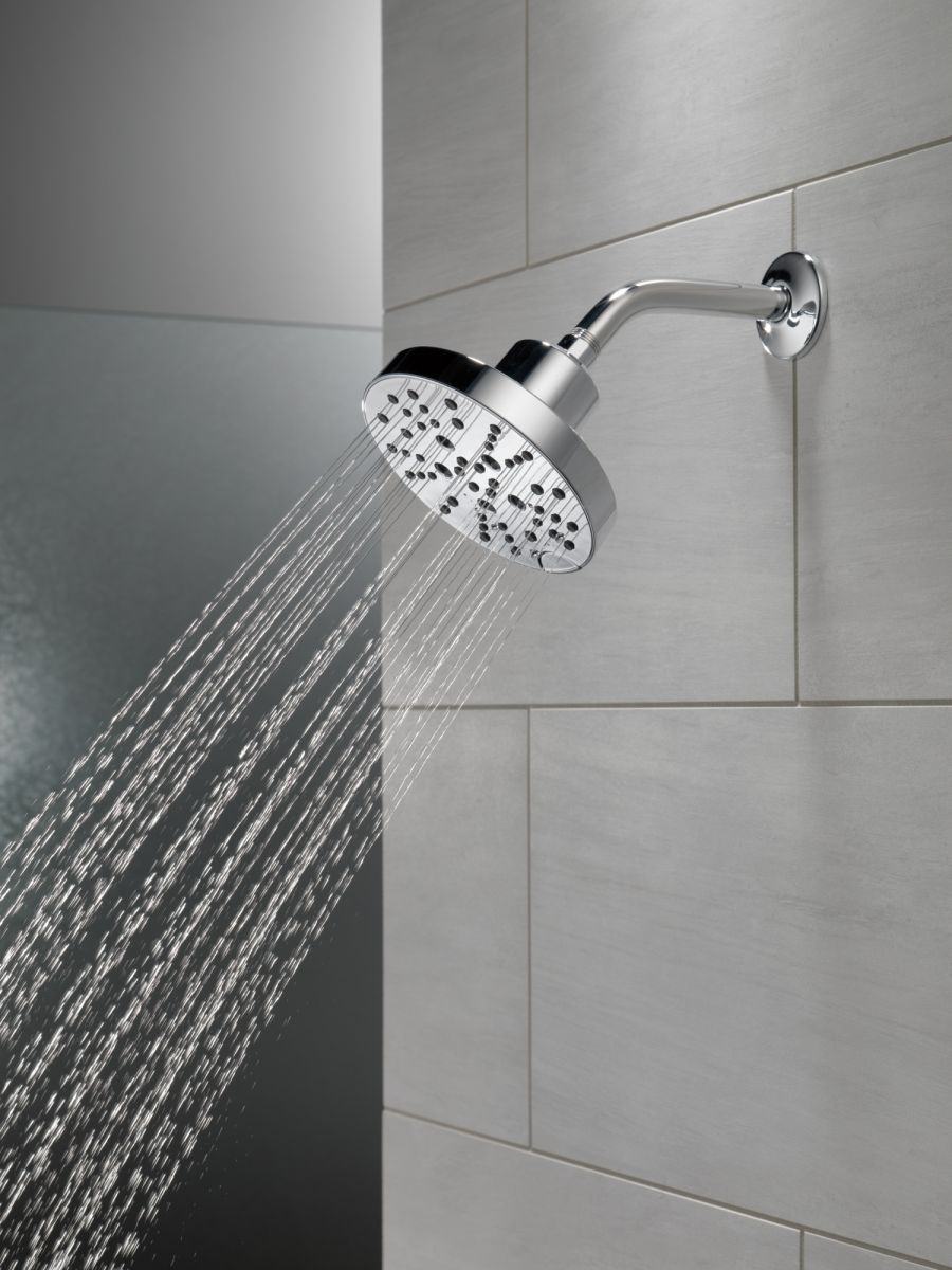DELTA Universal Showering Components H2OKINETIC 5-Setting Contemporary Raincan Shower Head — Lumicoat® Chrome