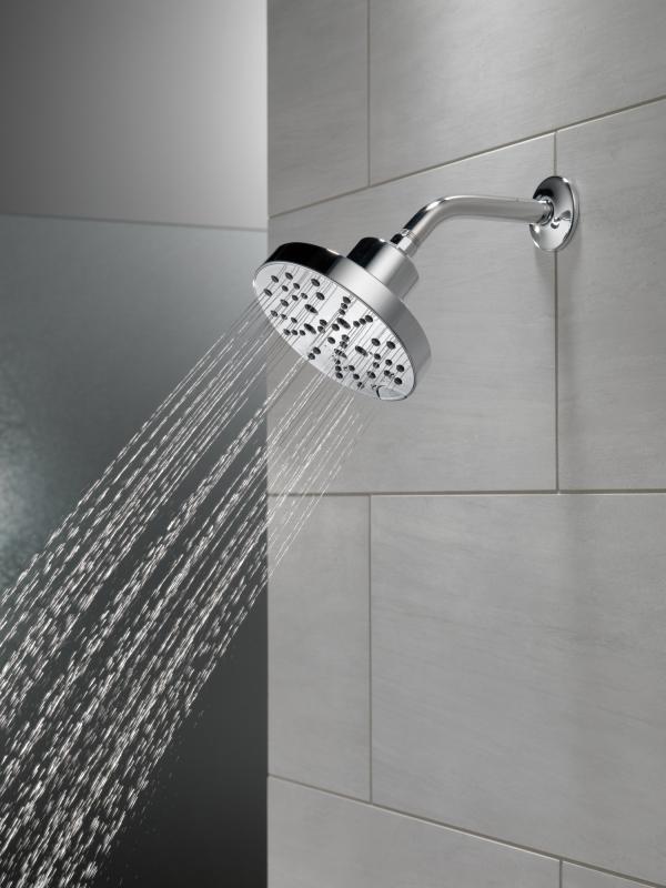 DELTA Universal Showering Components H2OKINETIC 5-Setting Contemporary Raincan Shower Head — Lumicoat® Chrome