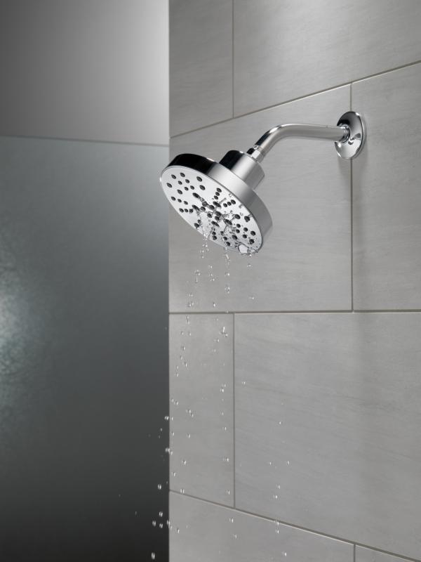 DELTA Universal Showering Components H2OKINETIC 5-Setting Contemporary Raincan Shower Head — Lumicoat® Chrome