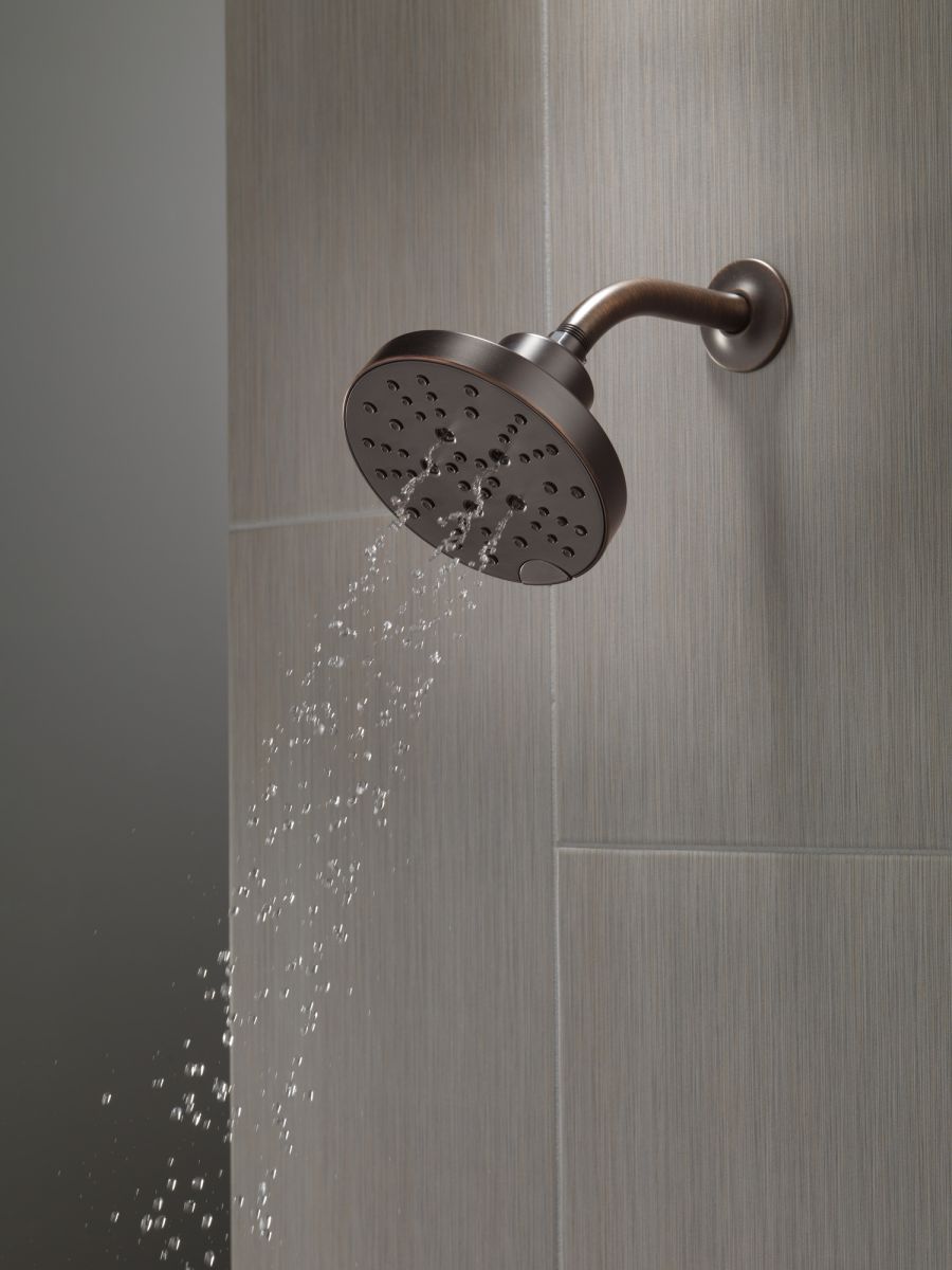 DELTA Universal Showering Components H2OKINETIC 5-Setting Contemporary Raincan Shower Head — Venetian Bronze