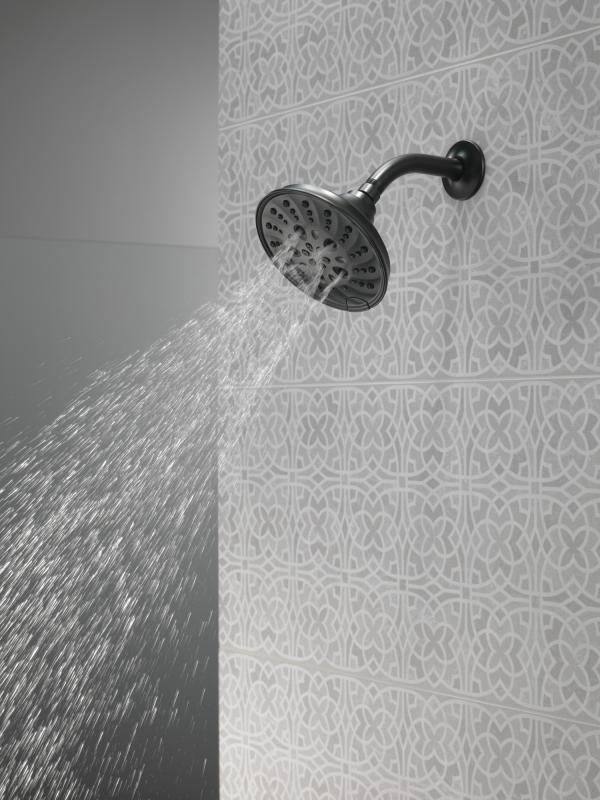 DELTA Universal Showering Components H2OKINETIC 5-Setting Traditional Raincan Shower Head — Matte Black