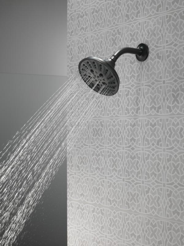 DELTA Universal Showering Components H2OKINETIC 5-Setting Traditional Raincan Shower Head — Matte Black