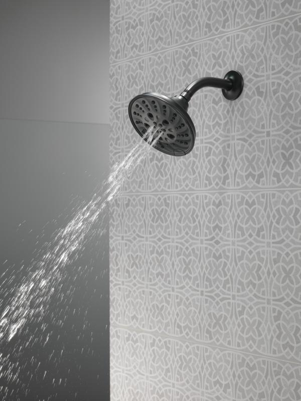 DELTA Universal Showering Components H2OKINETIC 5-Setting Traditional Raincan Shower Head — Matte Black