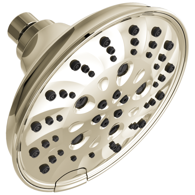 DELTA Universal Showering Components H2OKINETIC 5-Setting Traditional Raincan Shower Head — Lumicoat® Polished Nickel