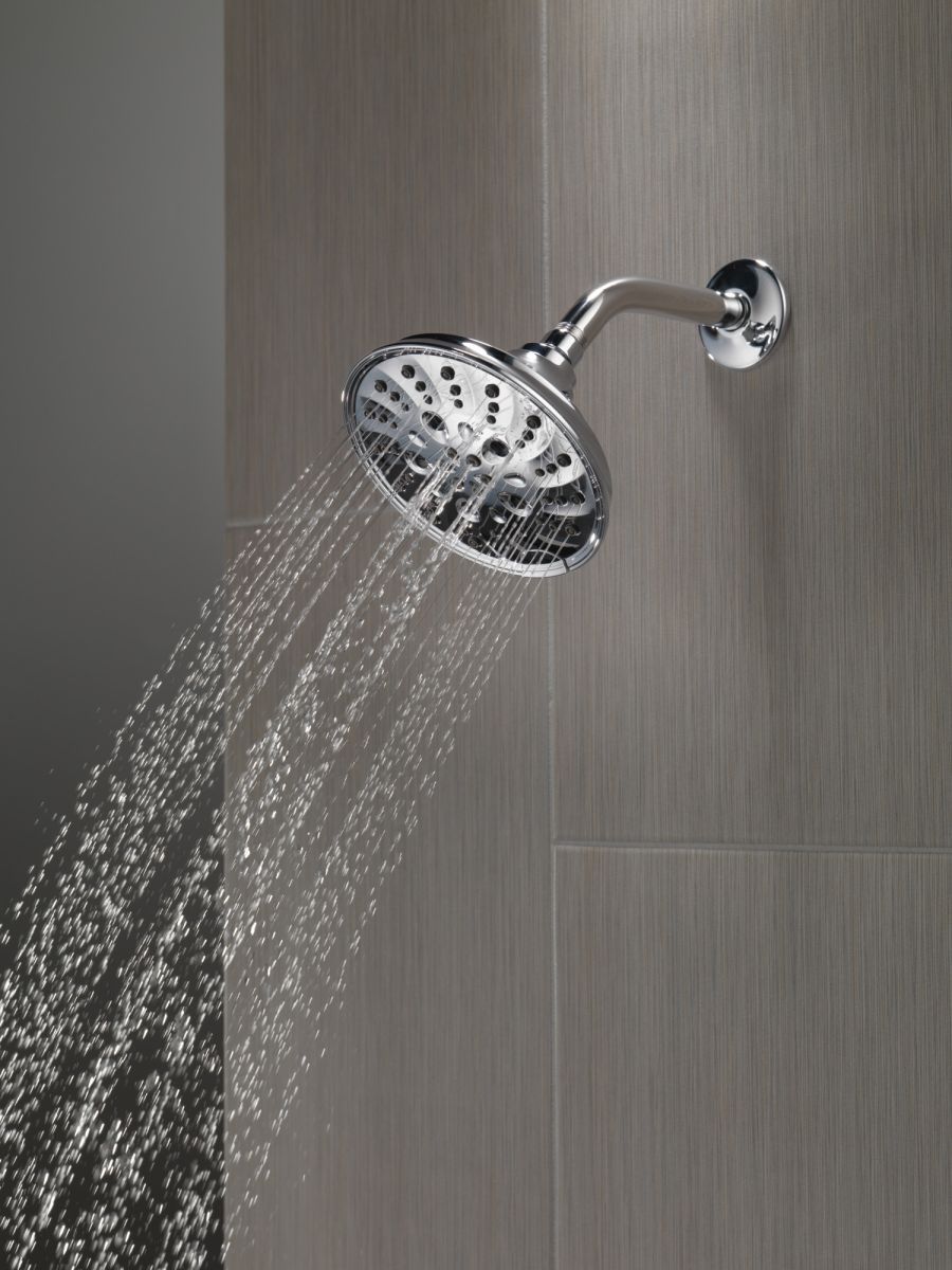 DELTA Universal Showering Components H2OKINETIC 5-Setting Traditional Raincan Shower Head — Lumicoat® Chrome