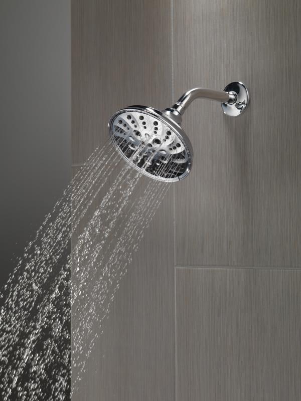 DELTA Universal Showering Components H2OKINETIC 5-Setting Traditional Raincan Shower Head — Lumicoat® Chrome
