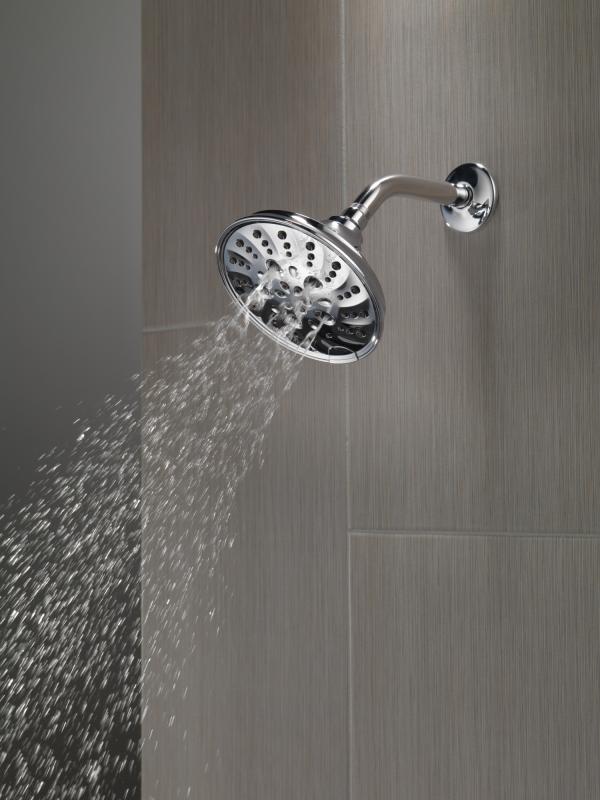 DELTA Universal Showering Components H2OKINETIC 5-Setting Traditional Raincan Shower Head — Lumicoat® Chrome