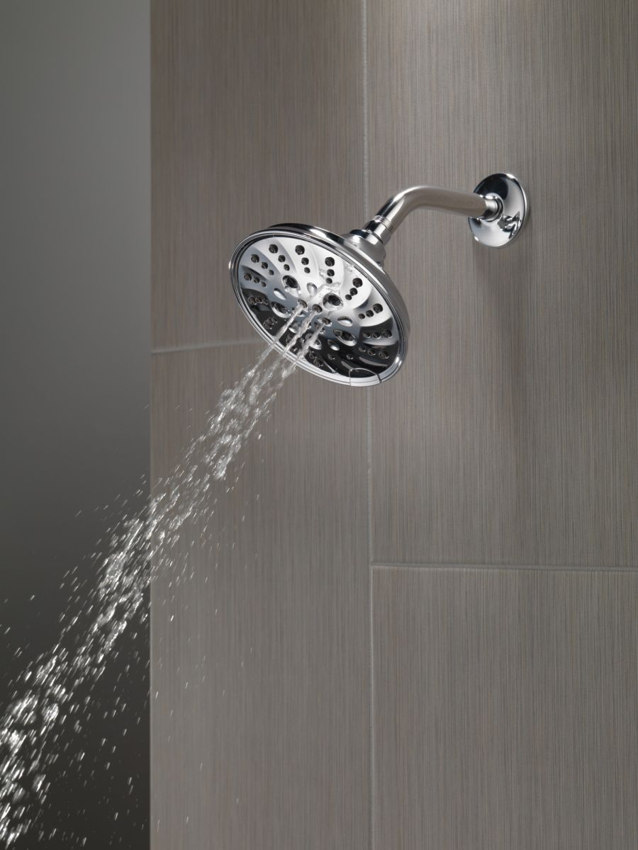 DELTA Universal Showering Components H2OKINETIC 5-Setting Traditional Raincan Shower Head — Lumicoat® Chrome