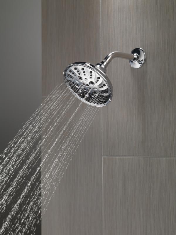 DELTA Universal Showering Components H2OKINETIC 5-Setting Traditional Raincan Shower Head — Lumicoat® Chrome