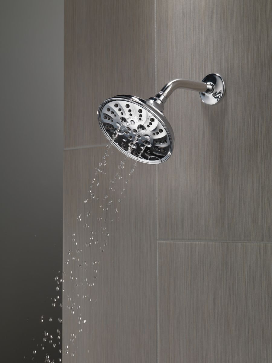 DELTA Universal Showering Components H2OKINETIC 5-Setting Traditional Raincan Shower Head — Lumicoat® Chrome
