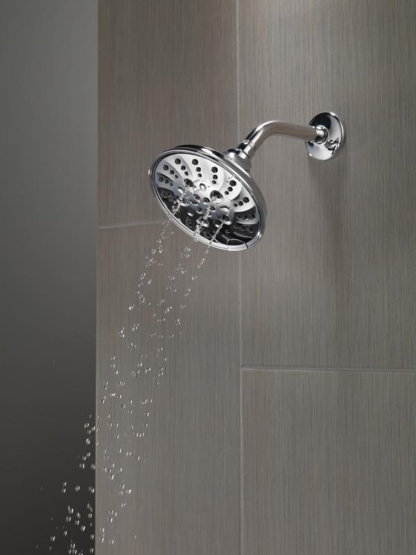 DELTA Universal Showering Components H2OKINETIC 5-Setting Traditional Raincan Shower Head — Lumicoat® Chrome