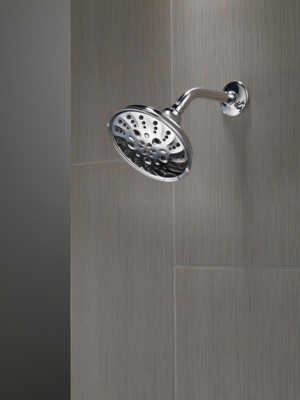 DELTA Universal Showering Components H2OKINETIC 5-Setting Traditional Raincan Shower Head — Lumicoat® Chrome