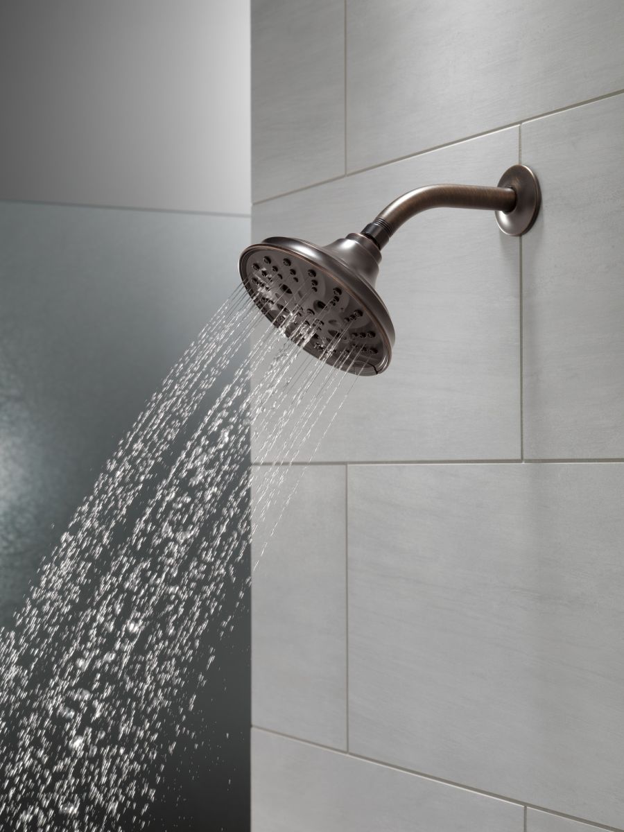 DELTA Universal Showering Components H2OKINETIC 5-Setting Traditional Raincan Shower Head — Venetian Bronze