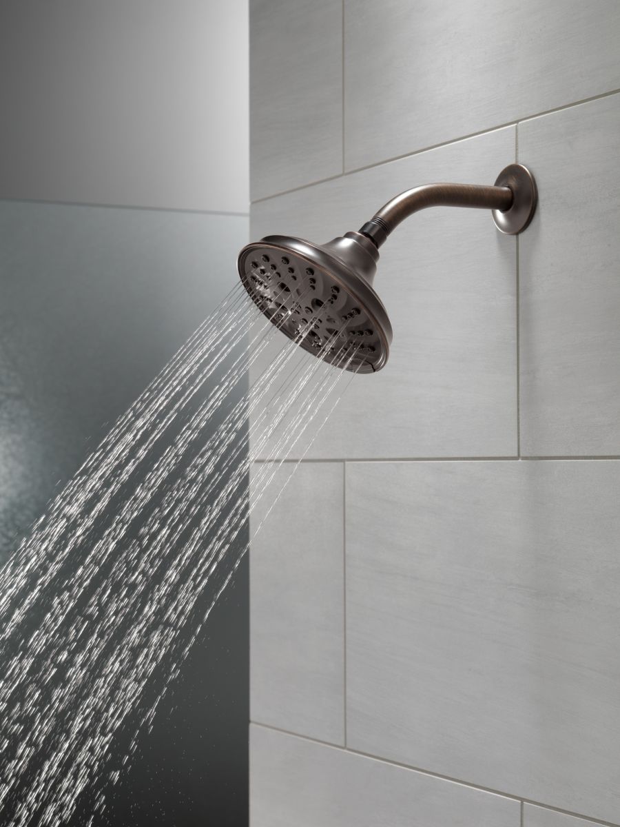 DELTA Universal Showering Components H2OKINETIC 5-Setting Traditional Raincan Shower Head — Venetian Bronze