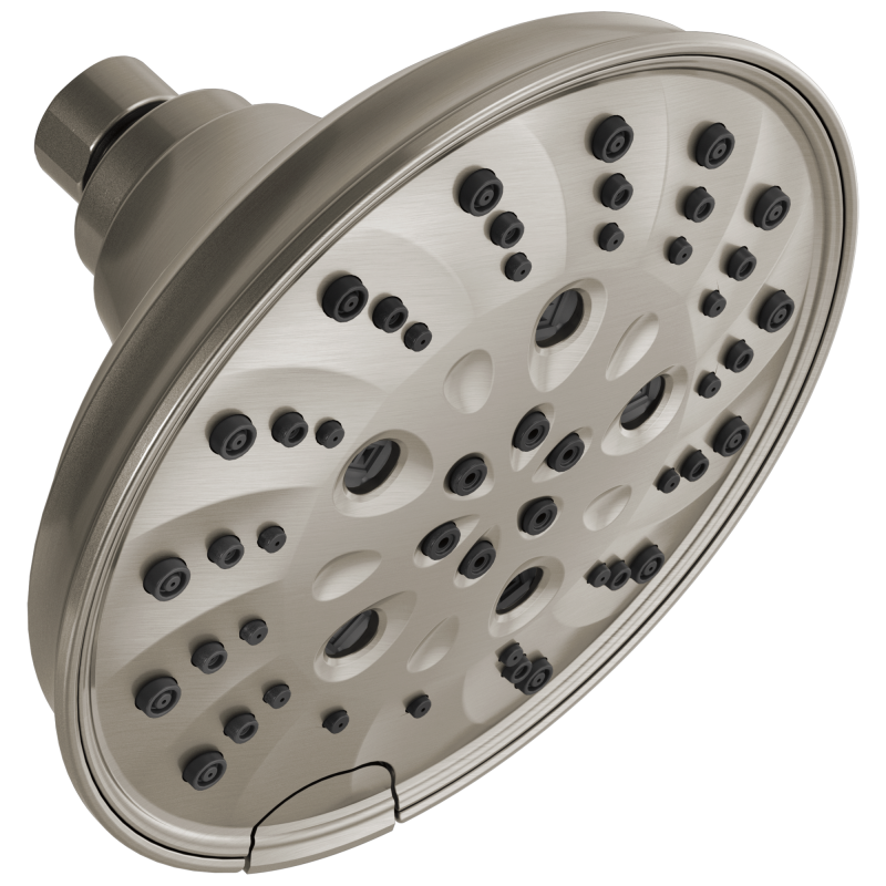 DELTA Universal Showering Components H2OKINETIC 5-Setting Traditional Raincan Shower Head — Lumicoat® Stainless