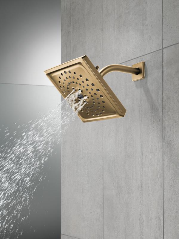 DELTA Universal Showering Components H2OKINETIC 3-Setting Raincan Shower Head (Recertified) — Lumicoat® Champagne Bronze