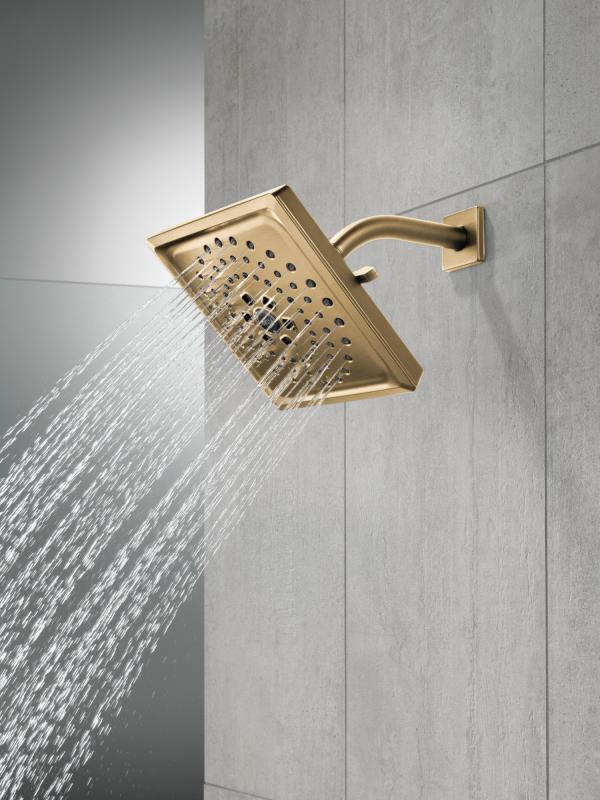 DELTA Universal Showering Components H2OKINETIC 3-Setting Raincan Shower Head (Recertified) — Lumicoat® Champagne Bronze