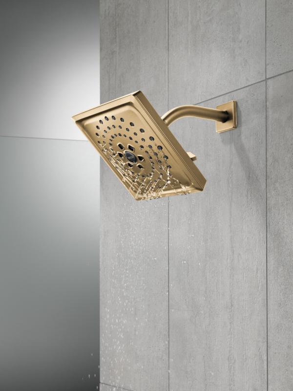 DELTA Universal Showering Components H2OKINETIC 3-Setting Raincan Shower Head (Recertified) — Lumicoat® Champagne Bronze