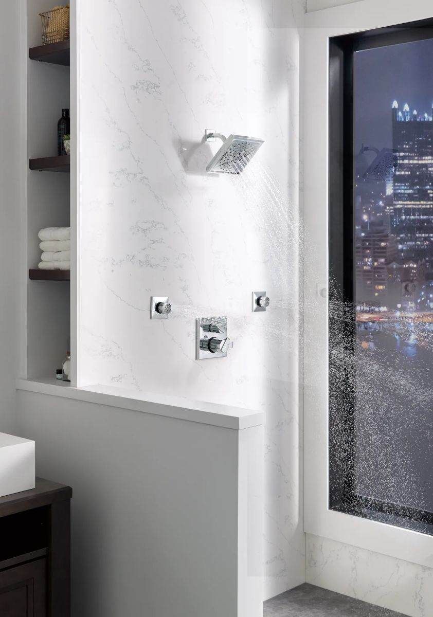DELTA Ara Angular Modern Monitor 17 Series Valve Trim with 3-Setting Integrated Diverter — Chrome