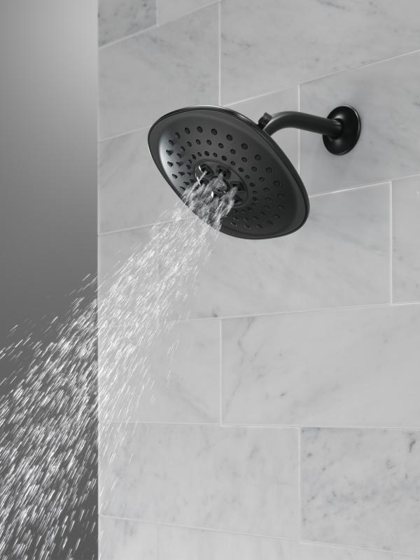 DELTA Universal Showering Components H2Okinetic(R) 3-Setting Raincan Shower Head — Matte Black