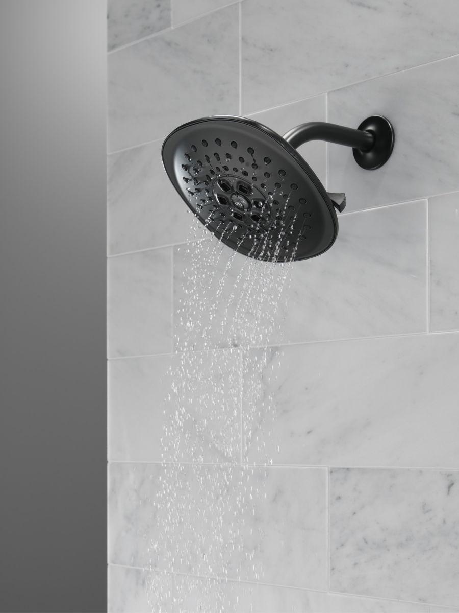 DELTA Universal Showering Components H2Okinetic(R) 3-Setting Raincan Shower Head — Matte Black