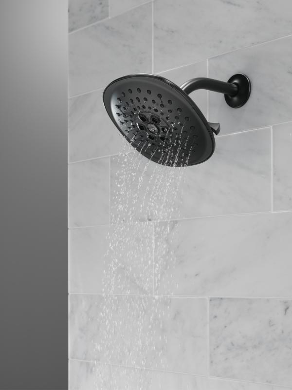 DELTA Universal Showering Components H2Okinetic(R) 3-Setting Raincan Shower Head — Matte Black