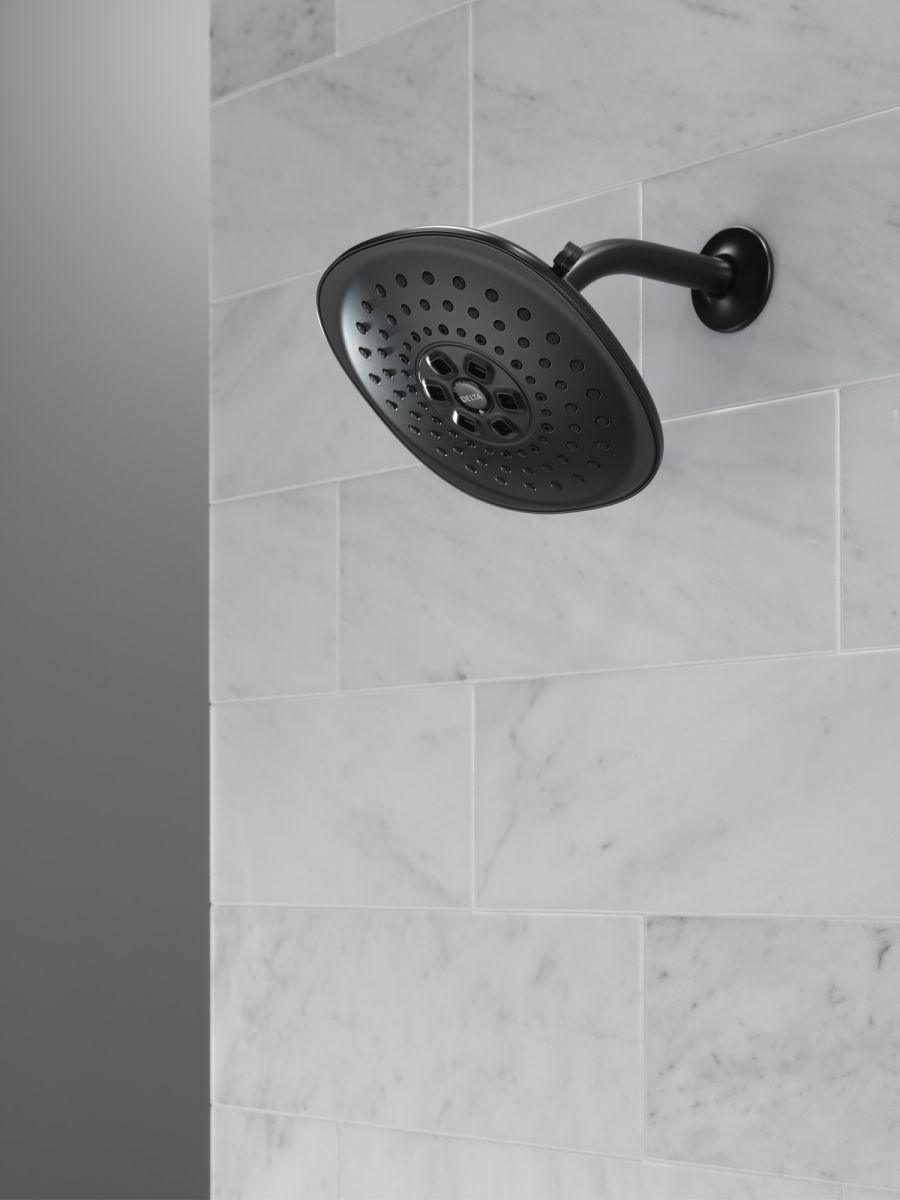 DELTA Universal Showering Components H2Okinetic(R) 3-Setting Raincan Shower Head — Matte Black