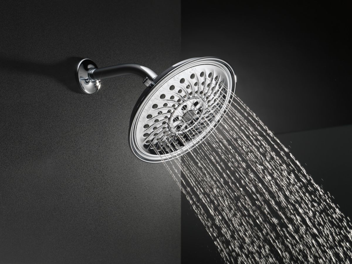 DELTA Universal Showering Components H2OKINETIC 3-Setting Raincan Shower Head — Chrome