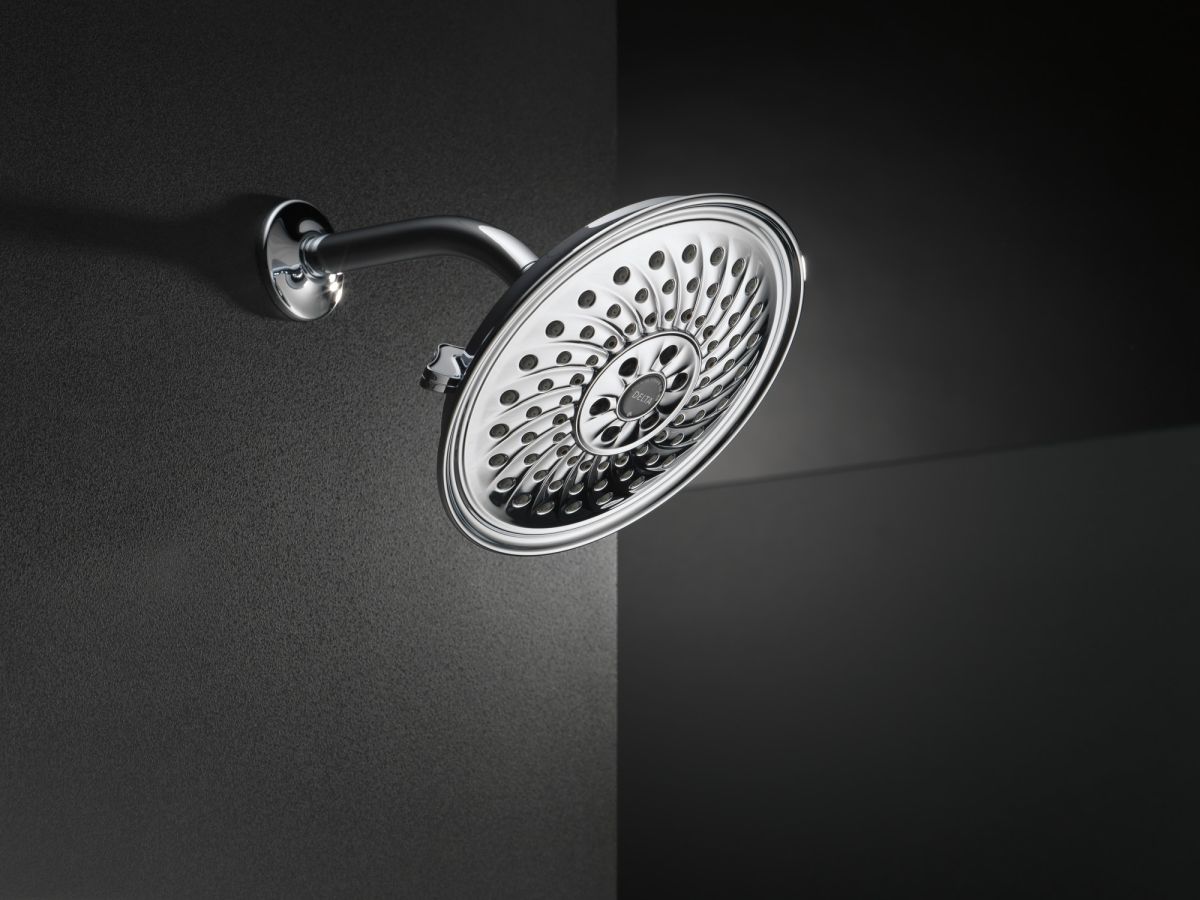 DELTA Universal Showering Components H2OKINETIC 3-Setting Raincan Shower Head — Chrome