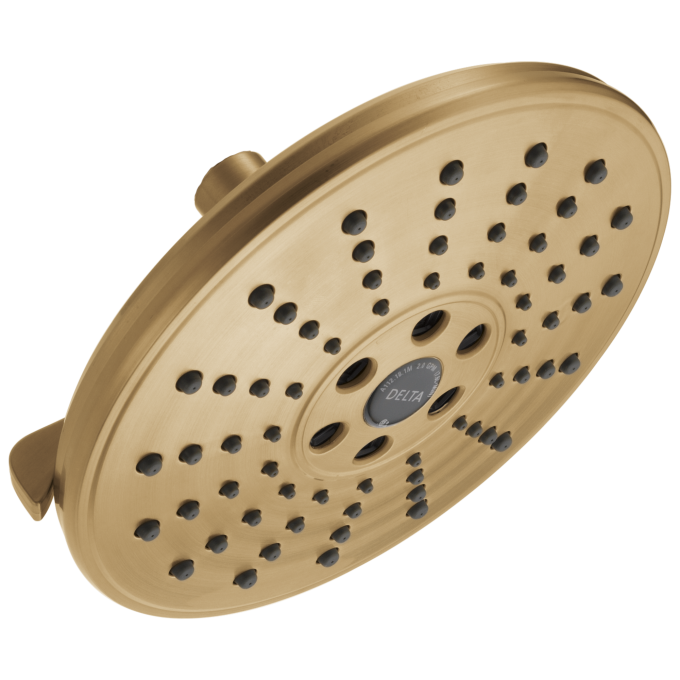 DELTA Universal Showering Components H2OKINETIC 3-Setting Raincan Shower Head — Lumicoat® Champagne Bronze