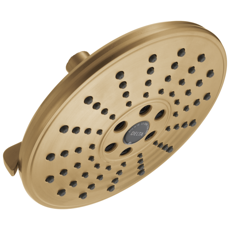 DELTA Universal Showering Components H2OKINETIC 3-Setting Raincan Shower Head — Lumicoat® Champagne Bronze