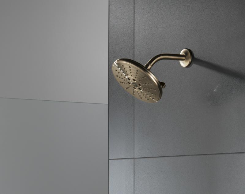 DELTA Universal Showering Components H2OKINETIC 3-Setting Raincan Shower Head — Lumicoat® Champagne Bronze