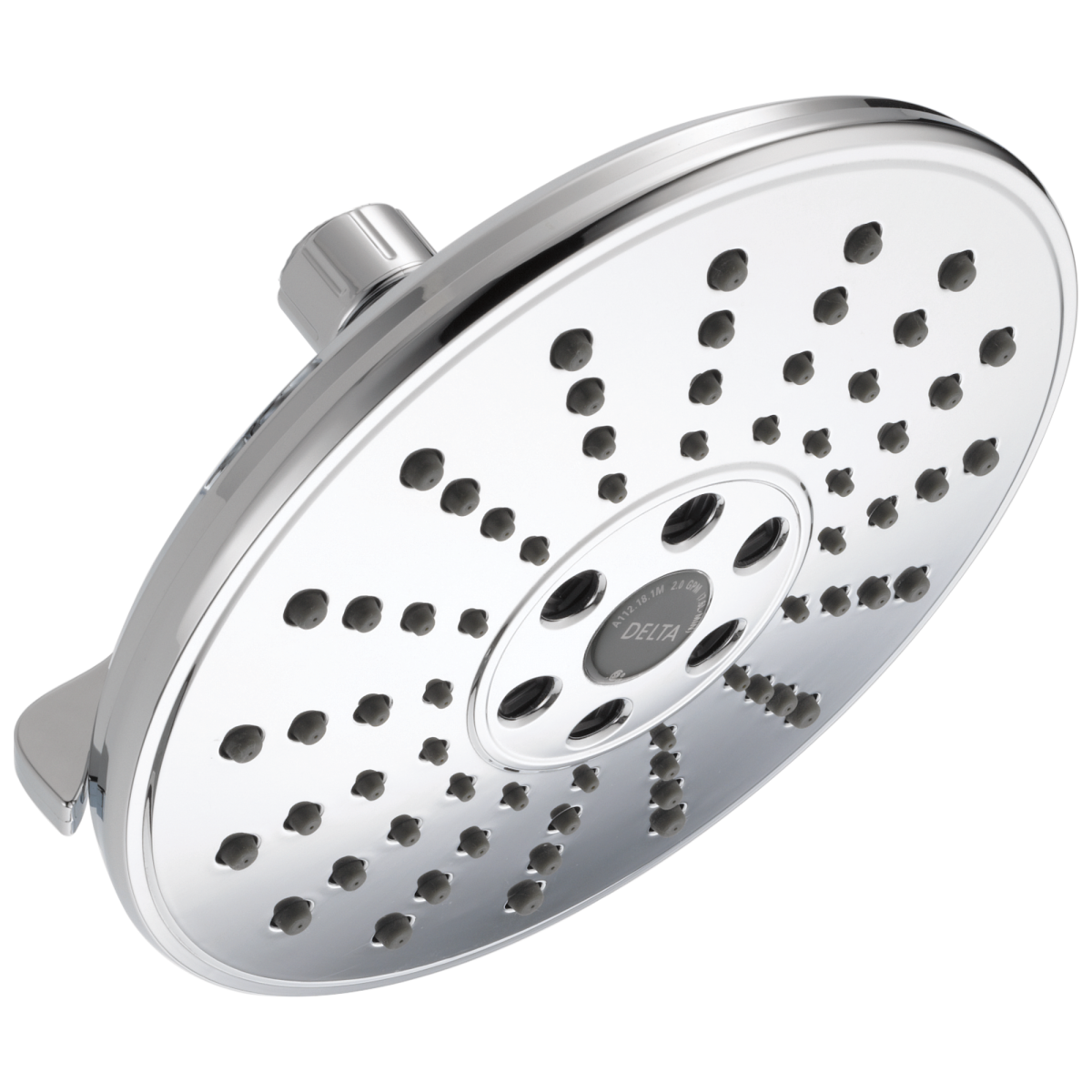 DELTA Universal Showering Components H2OKINETIC 3-Setting Raincan Shower Head — Lumicoat® Chrome
